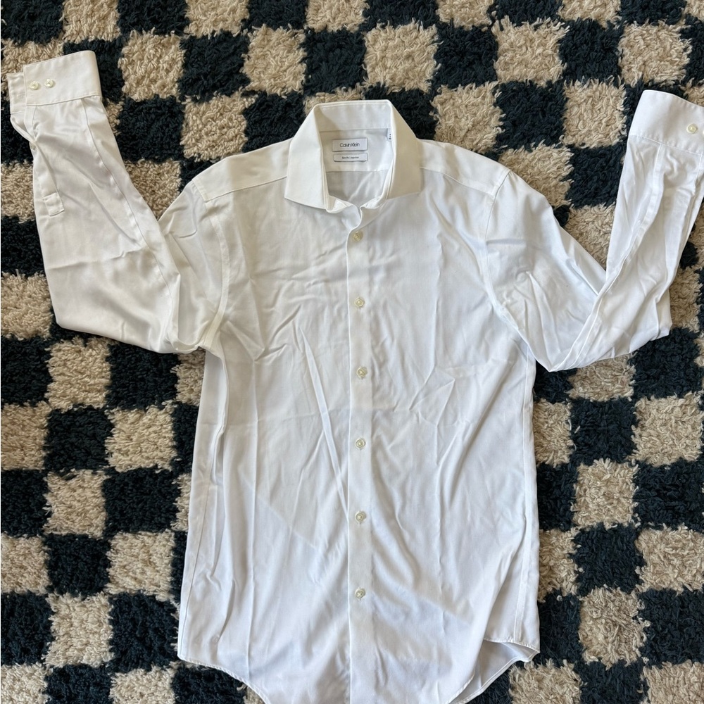 Calvin Klein White Dress Shirt Slim Fit No Iron